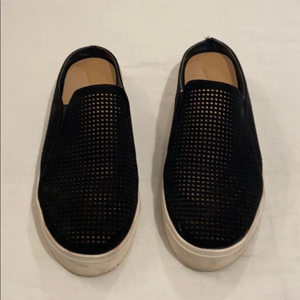 Women's Black Perforated Slip-On Sneakers